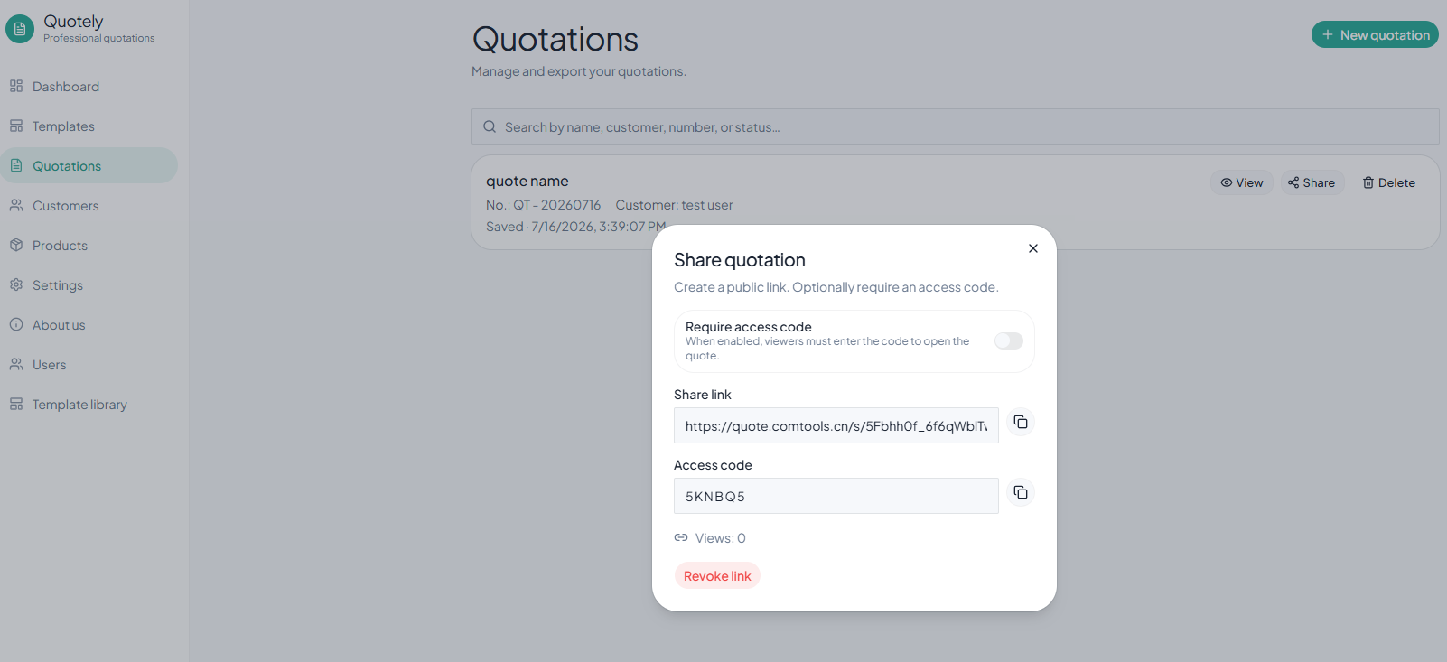 ComTools Quotely share quote screenshot